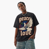 LAWLESSROW "PEace Love" Tactical Dove Heavyweight Tee - Vintage Wash