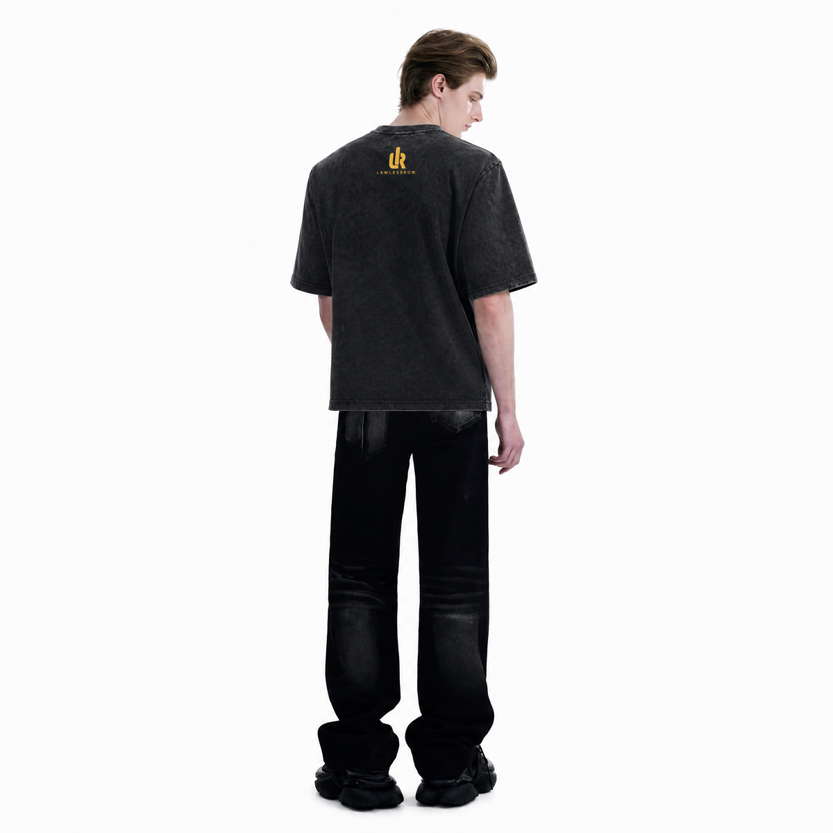 LAWLESSROW "Timeless Play" Heavyweight Washed Black Graphic Tee