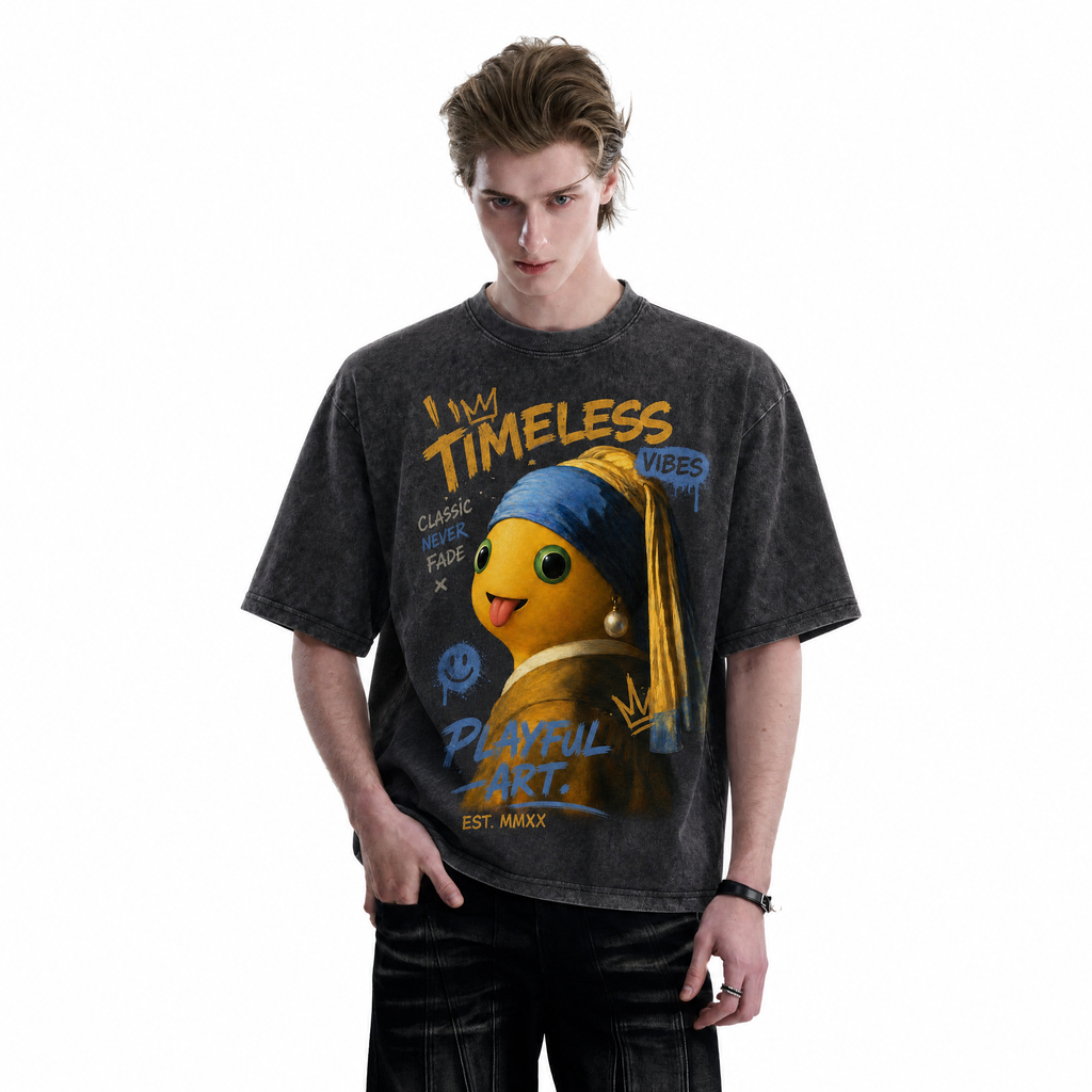 LAWLESSROW "Timeless Play" Heavyweight Washed Black Graphic Tee