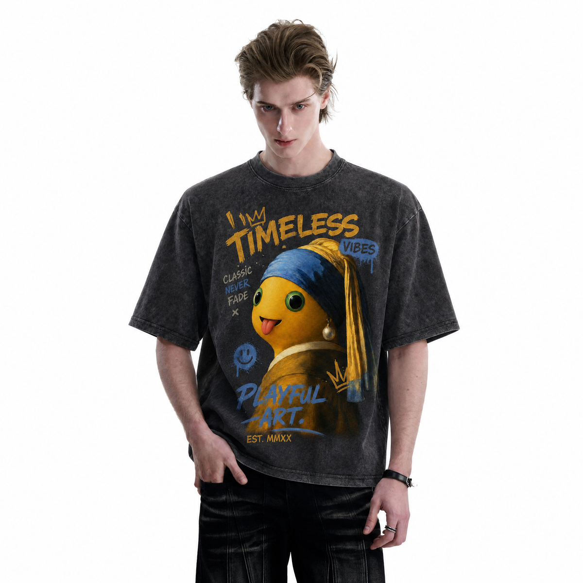 LAWLESSROW "Timeless Play" Heavyweight Washed Black Graphic Tee