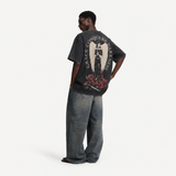 LAWLESSROW "Divine Conquest" Heavyweight Washed Black Graphic Tee