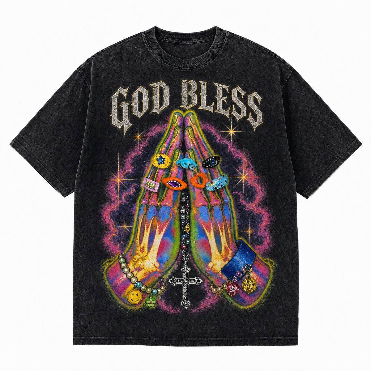 LAWLESSROW Vintage Washed Heavyweight Oversized Psychedelic Graphic Tee