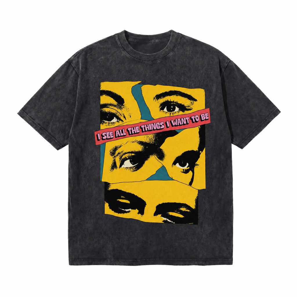 LAWLESSROW Vision Beyond Limits Vintage Washed Oversized Graphic Tee
