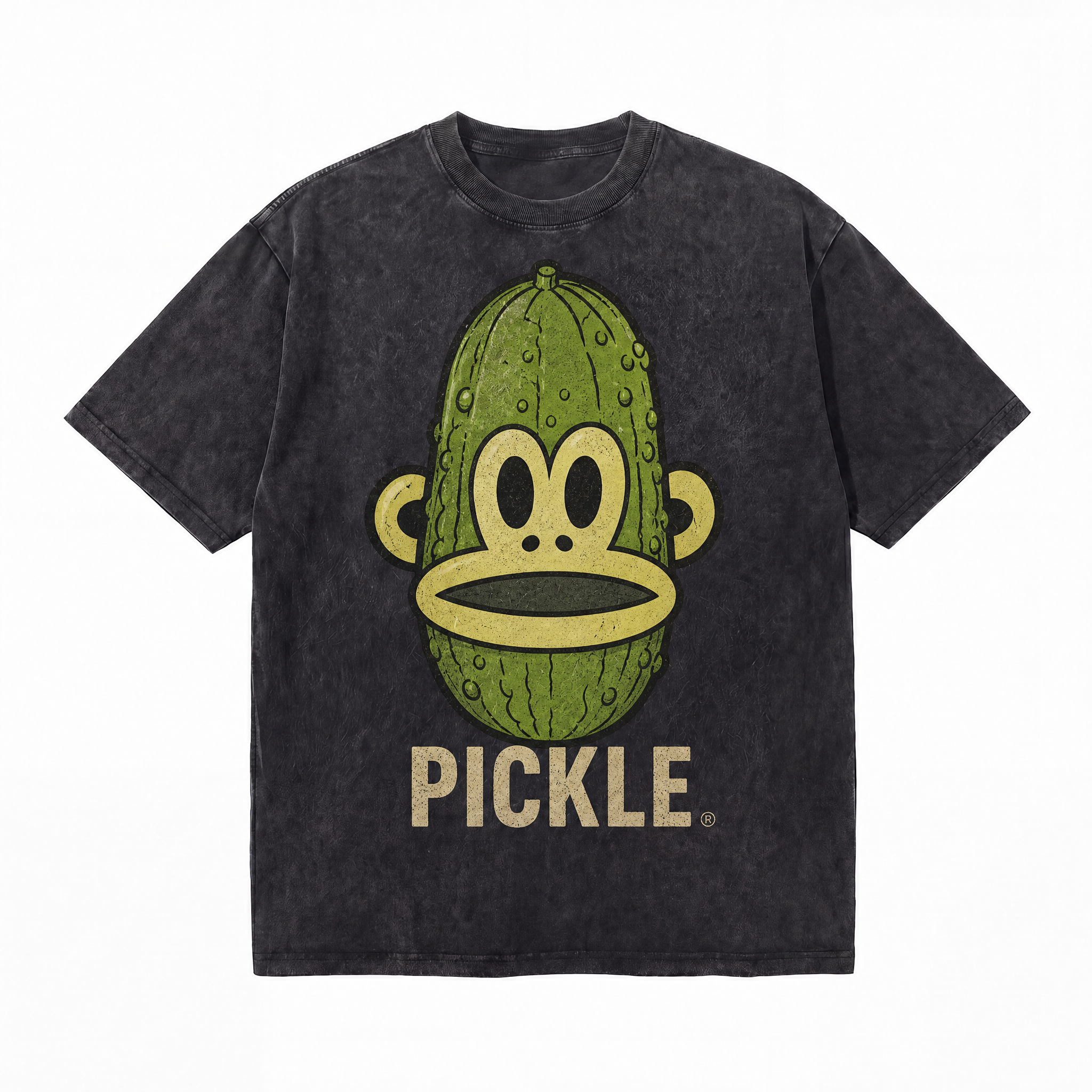 Vintage Acid Wash Retro Pickle Monkey Face Oversized Graphic T-Shirt | LAWLESSROW