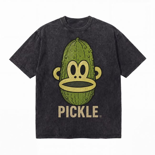 Vintage Acid Wash Retro Pickle Monkey Face Oversized Graphic T-Shirt | LAWLESSROW Hover Image