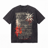 Vintage Acid Wash Chaos Breeds Clarity Grunge Sun Eye Oversized Streetwear Graphic T-Shirt