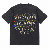 LAWLESSROW Alphabet Lights Vintage Washed Oversized Graphic Tee
