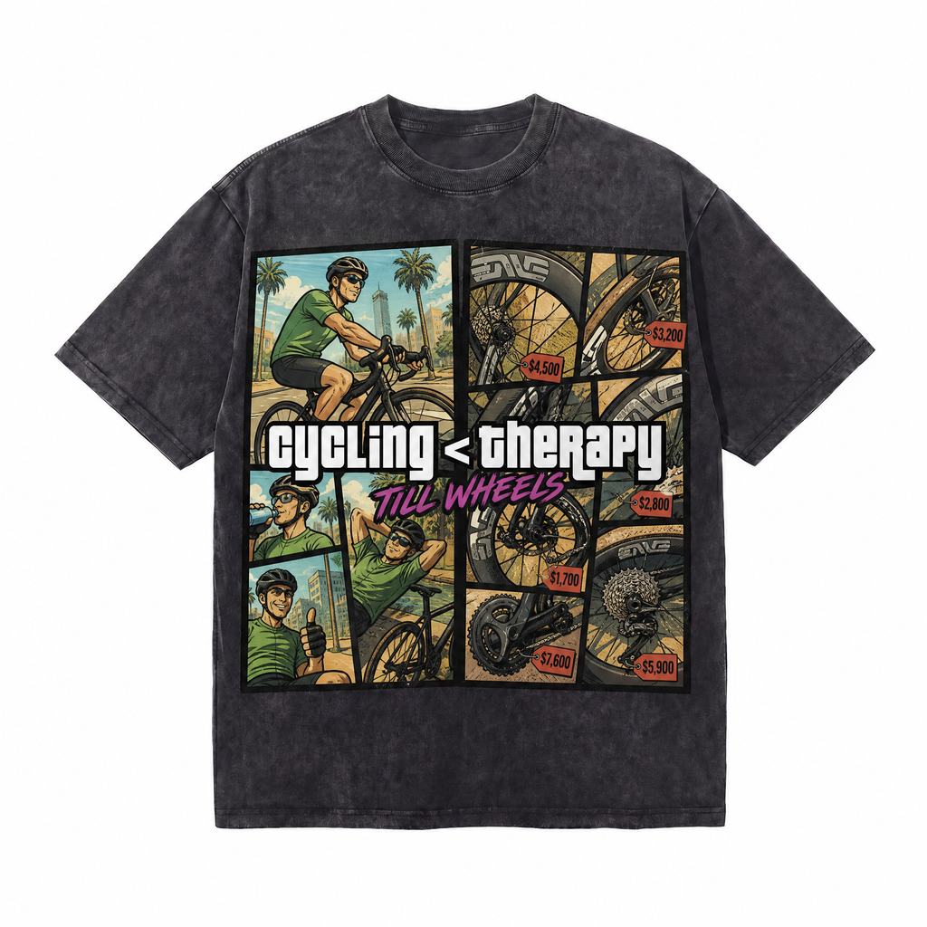 Vintage Acid Wash Cycling < Therapy GTA-Style Comic Oversized Graphic T-Shirt | LAWLESSROW