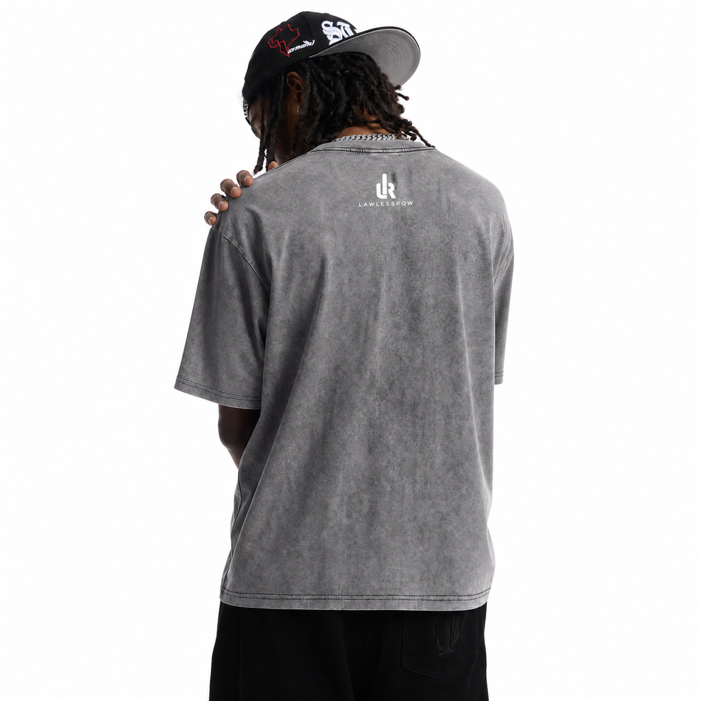 LAWLESSROW No Trust Vintage Washed Oversized Graphic Tee