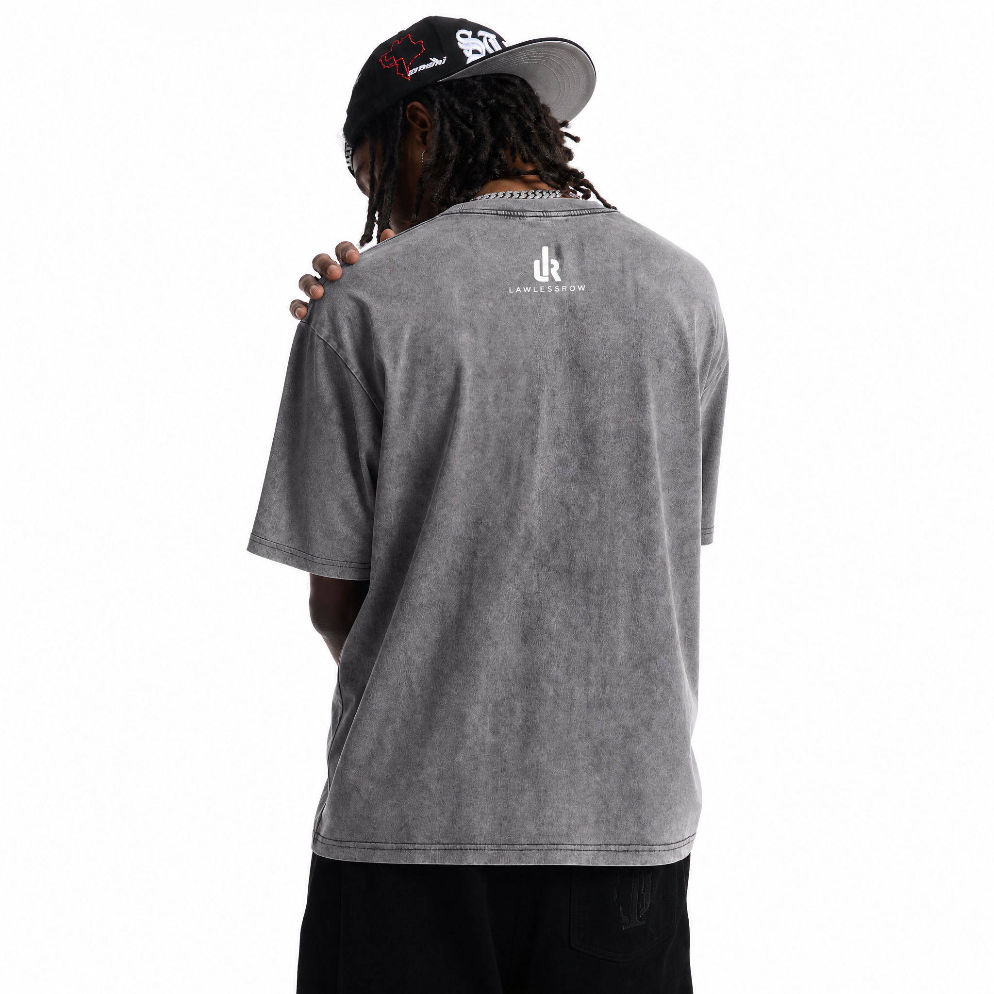 LAWLESSROW No Trust Vintage Washed Oversized Graphic Tee