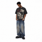 Vintage Acid Wash Joker Why So Serious Newspaper Collage Oversized Graphic T-Shirt | LAWLESSROW