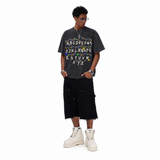 LAWLESSROW Alphabet Lights Vintage Washed Oversized Graphic Tee