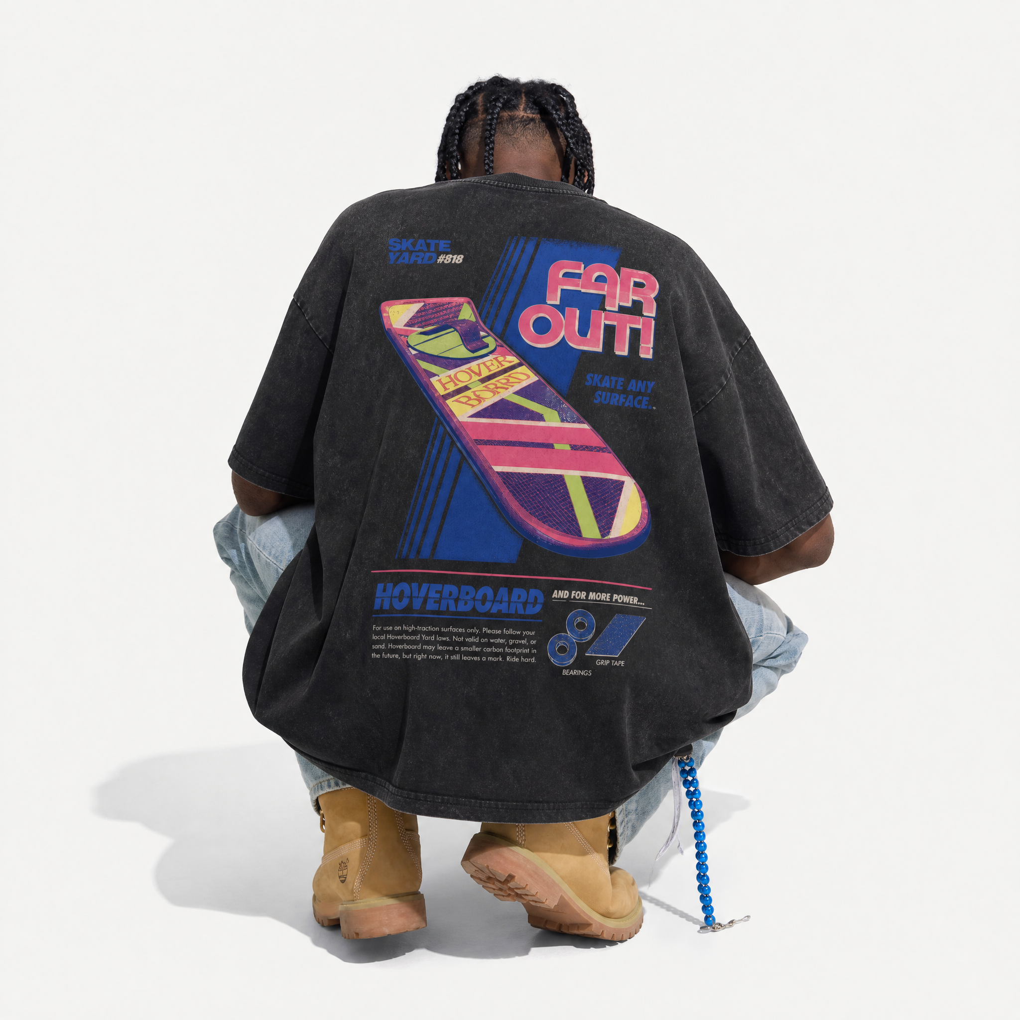 Vintage Acid Wash Back To The Future Hoverboard Far Out Retro Oversized Graphic T-Shirt | LAWLESSROW
