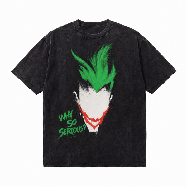 Vintage Acid Wash Joker Why So Serious Oversized Graphic T-Shirt