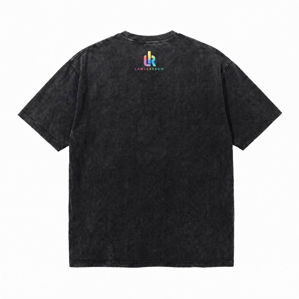 LAWLESSROW Alphabet Lights Vintage Washed Oversized Graphic Tee