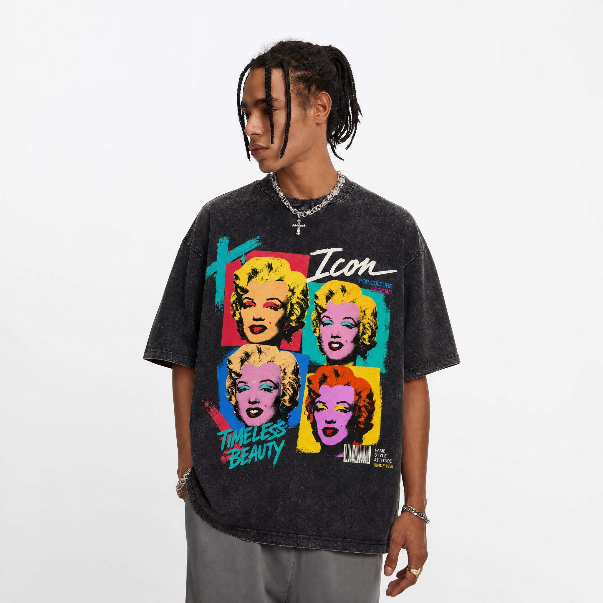 LAWLESSROW Timeless Icon Vintage Washed Oversized Graphic Tee