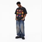 Vintage Acid Wash Court Vision Abstract Basketball Art Oversized Graphic T-Shirt | LAWLESSROW