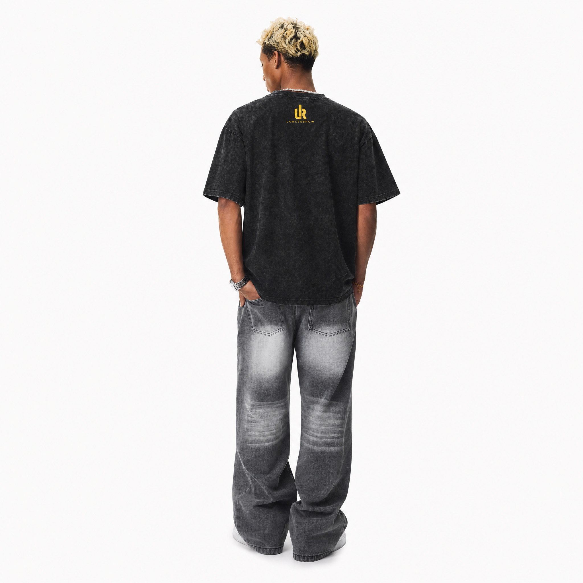 LAWLESSROW Vision Beyond Limits Vintage Washed Oversized Graphic Tee