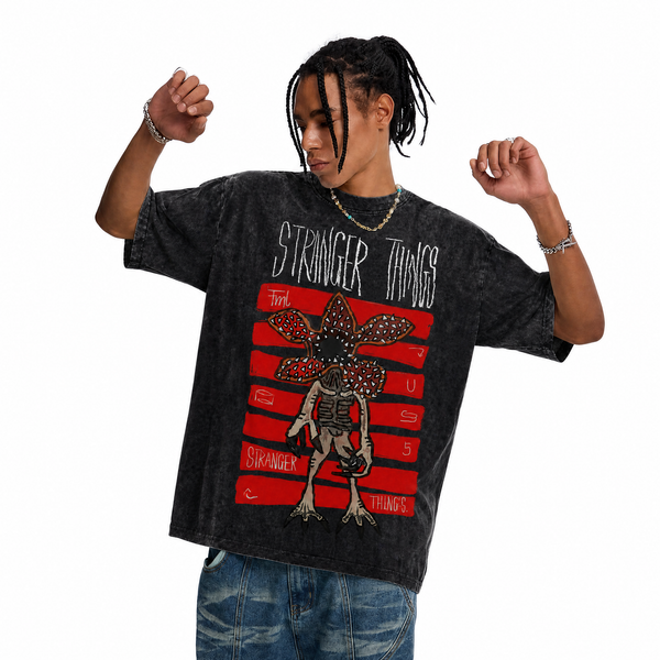 Vintage Acid Wash Stranger Things Demogorgon Oversized Graphic T-Shirt | LAWLESSROW - hover
