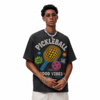 LAWLESSROW Good Vibes Pickleball Vintage Washed Oversized Graphic Tee
