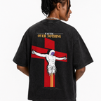 Vintage Acid Wash Astronaut Cross Faith Over Nothing Oversized Graphic T-Shirt | LAWLESSROW