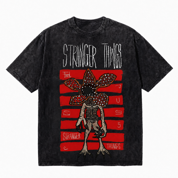 Vintage Acid Wash Stranger Things Demogorgon Oversized Graphic T-Shirt | LAWLESSROW