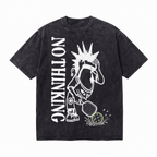 Vintage Acid Wash No Thinking Pickleball Punk Cartoon Oversized Graphic T-Shirt | LAWLESSROW