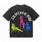 Vintage Acid Wash Lawless Row Neon Skate Pin-Up Oversized Graphic T-Shirt | LAWLESSROW