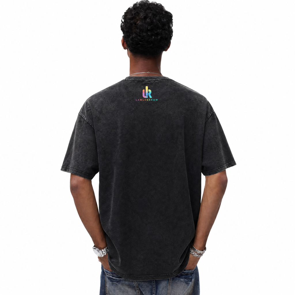 Vintage Acid Wash Court Vision Abstract Basketball Art Oversized Graphic T-Shirt | LAWLESSROW