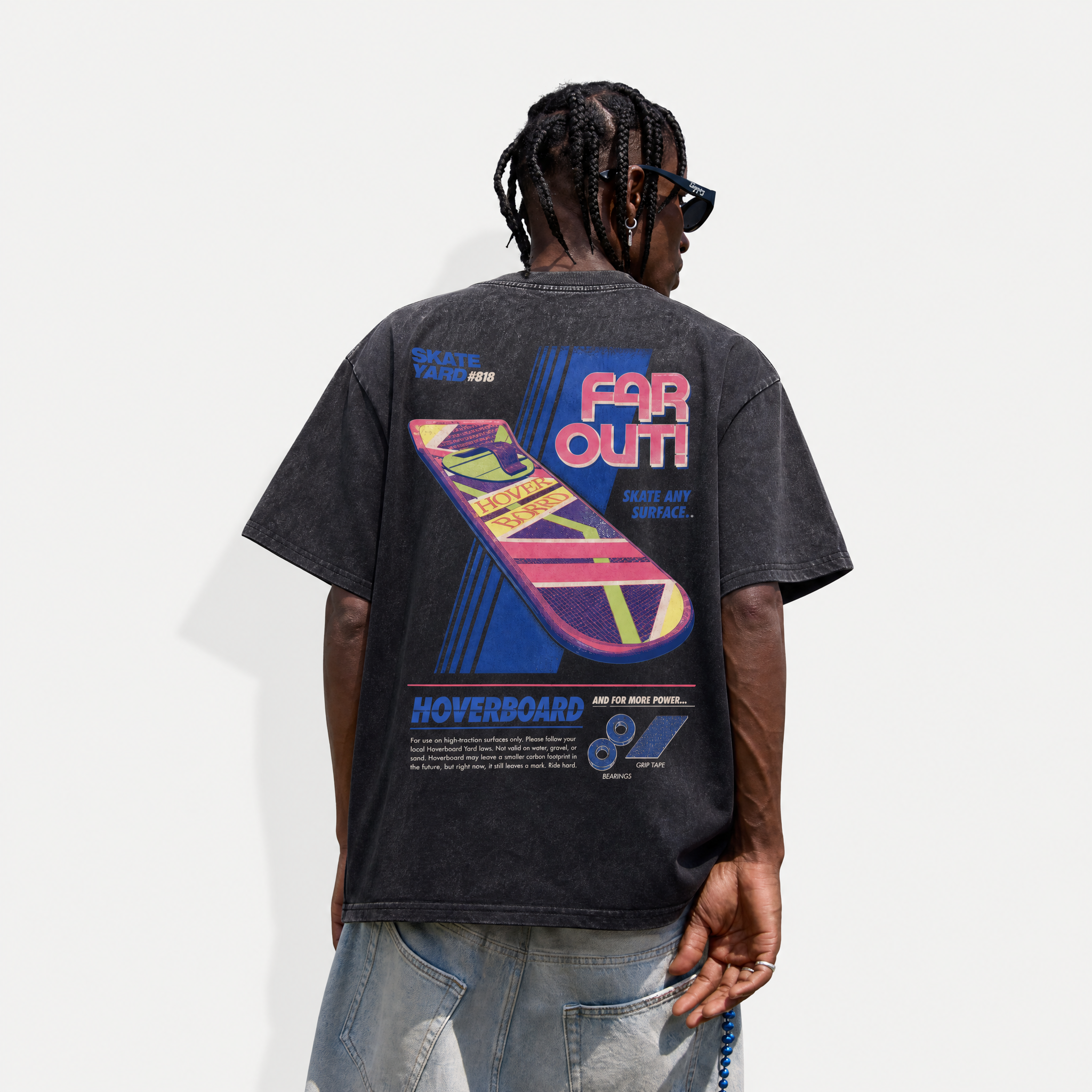 Vintage Acid Wash Back To The Future Hoverboard Far Out Retro Oversized Graphic T-Shirt | LAWLESSROW