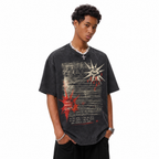 Vintage Acid Wash Chaos Breeds Clarity Grunge Sun Eye Oversized Streetwear Graphic T-Shirt