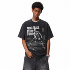 Vintage Acid Wash Pickleball State Of Mind Focus Adapt Oversized Graphic T-Shirt