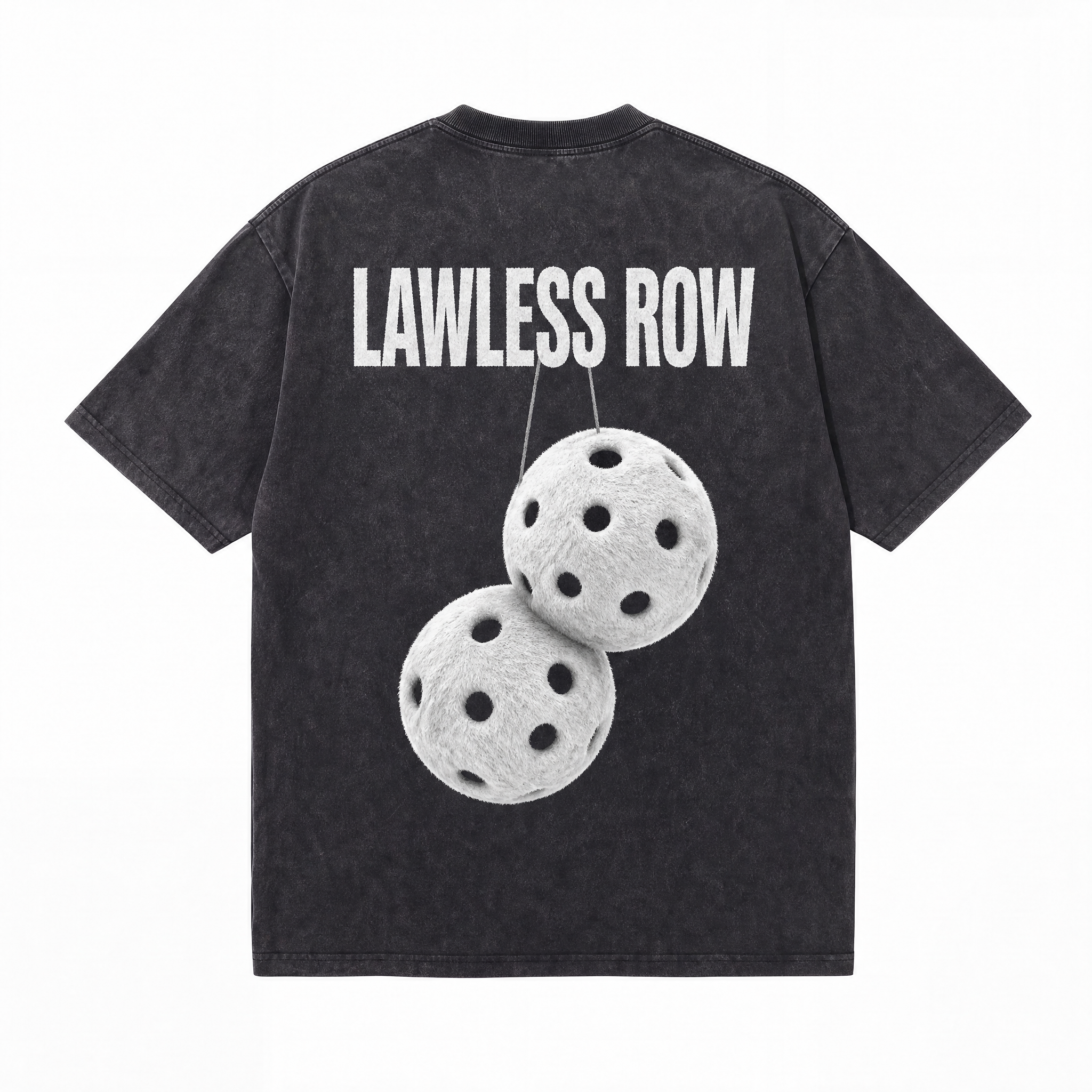Vintage Acid Wash LAWLESS ROW Pickleball Balls Oversized Graphic T-Shirt