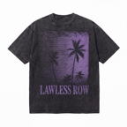 Vintage Acid Wash LAWLESS ROW Purple Palm Tree Oversized Graphic T-Shirt