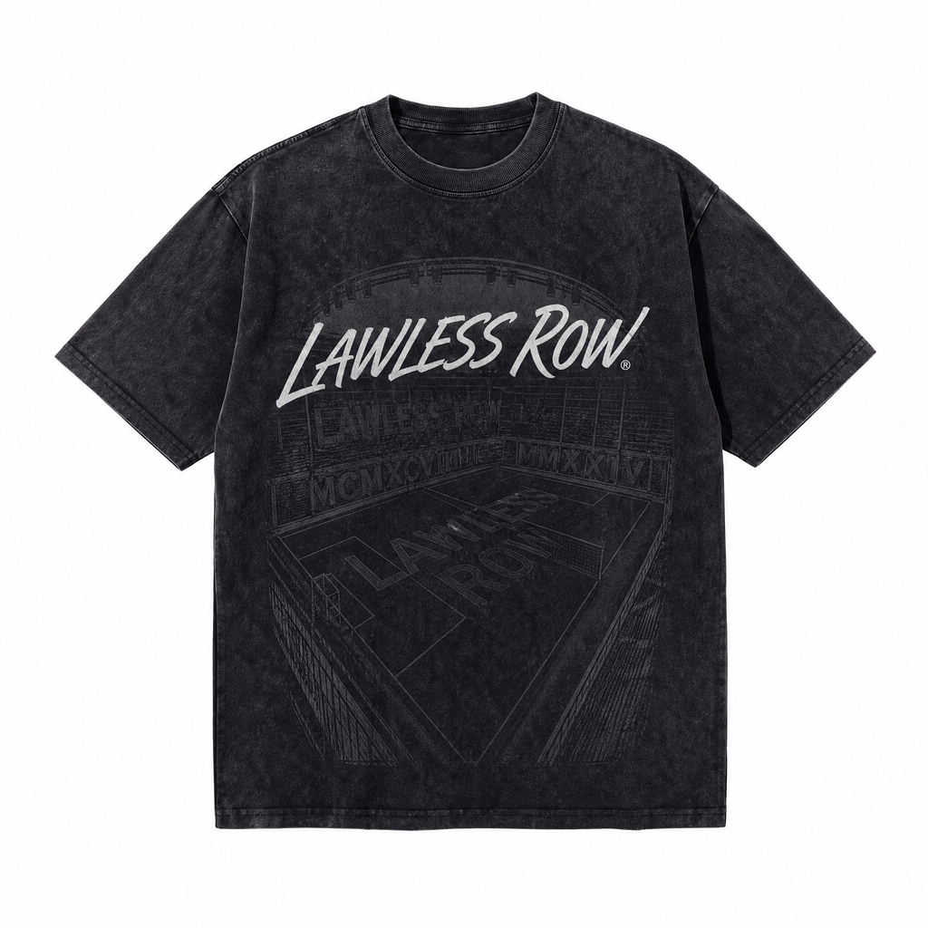Vintage Acid Wash LAWLESS ROW Stadium Oversized Graphic T-Shirt