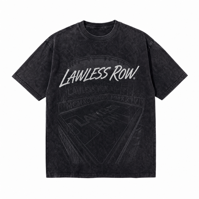 Vintage Acid Wash LAWLESS ROW Stadium Oversized Graphic T-Shirt Hover Image