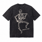 Vintage Acid Wash Dancing Skeleton LAWLESS ROW Oversized Graphic T-Shirt
