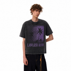 Vintage Acid Wash LAWLESS ROW Purple Palm Tree Oversized Graphic T-Shirt