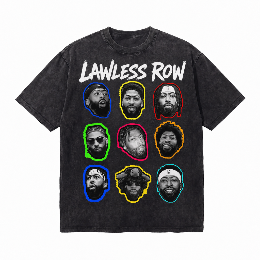 Vintage Acid Wash Anthony Davis Faces LAWLESS ROW Oversized Graphic T-Shirt