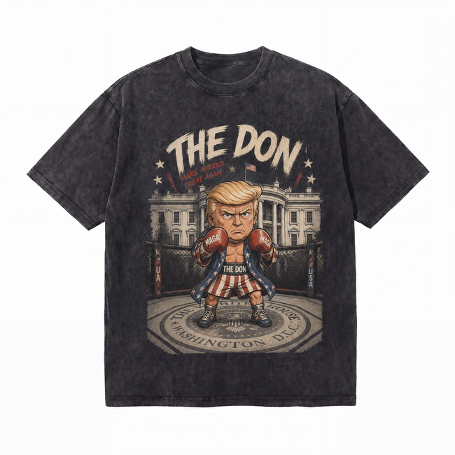 LAWLESSROW The Don Vintage Washed Graphic Tee – Patriotic Boxing Oversized Streetwear T-Shirt Hover Image