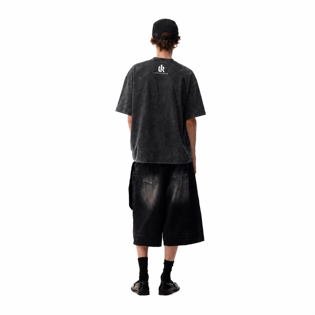 Vintage Acid Wash LAWLESS ROW Pickleball Balls Oversized Graphic T-Shirt