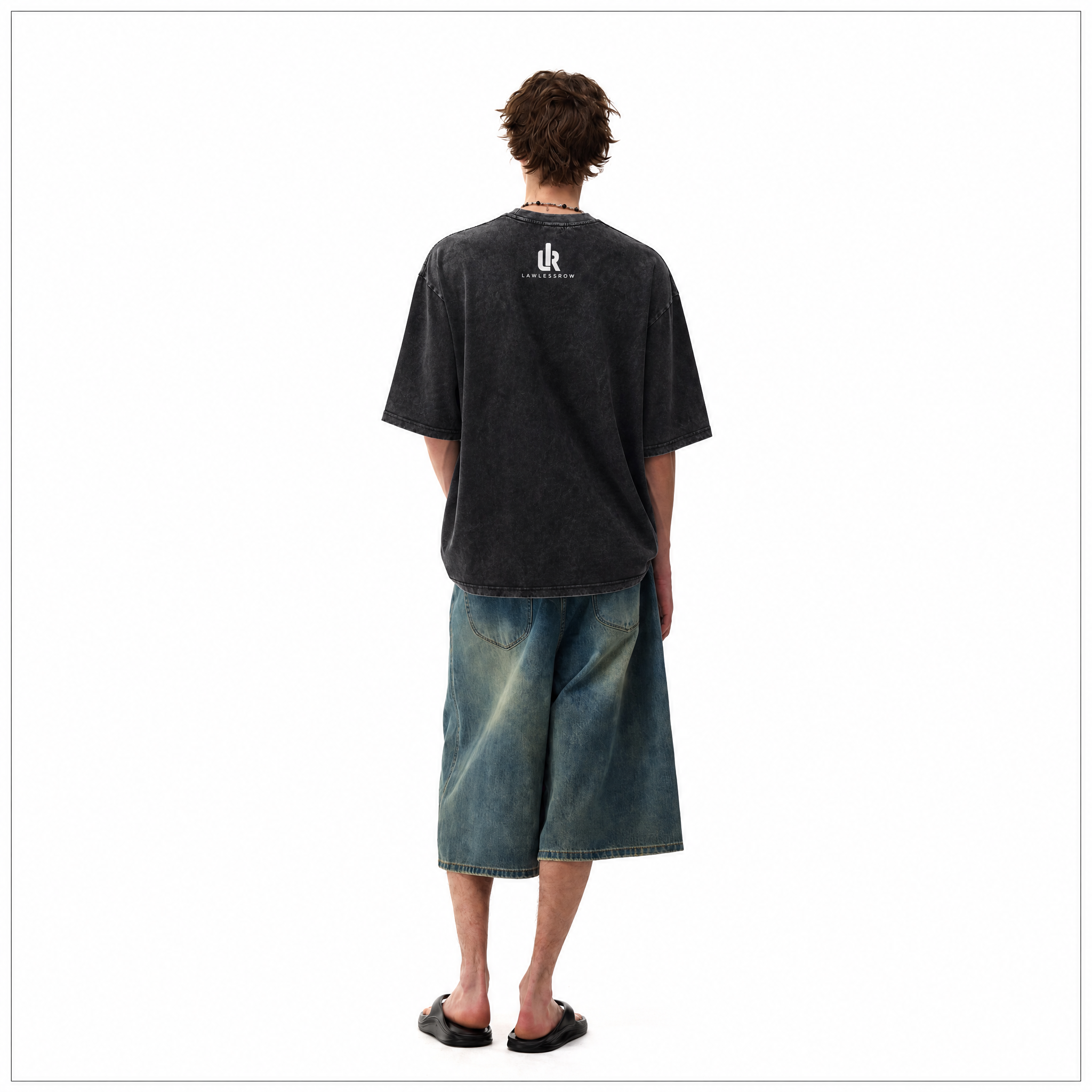 Vintage Acid Wash Dancing Skeleton LAWLESS ROW Oversized Graphic T-Shirt
