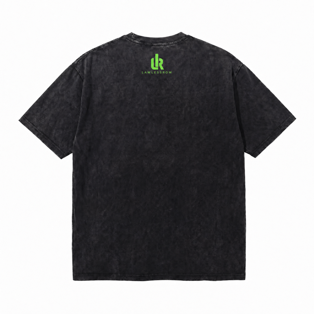 Vintage Acid Wash Green Alien Peace Sign Oversized Graphic T-Shirt