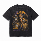 Vintage Acid Wash Kobe Mamba Mentality Graphic Tee | Retro Basketball Unisex Oversized Heavy Cotton Lakers Streetwear T-Shirt