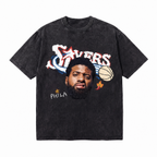 Vintage Acid Wash Basketball Star Oversized Graphic T-Shirt