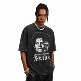 LAWLSSROW Michael Jackson Thriller Washed Black Oversized T-Shirt