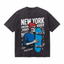 New York Skateboard Skeleton Washed Black Oversized T-Shirt | Streetwear Grunge Tee