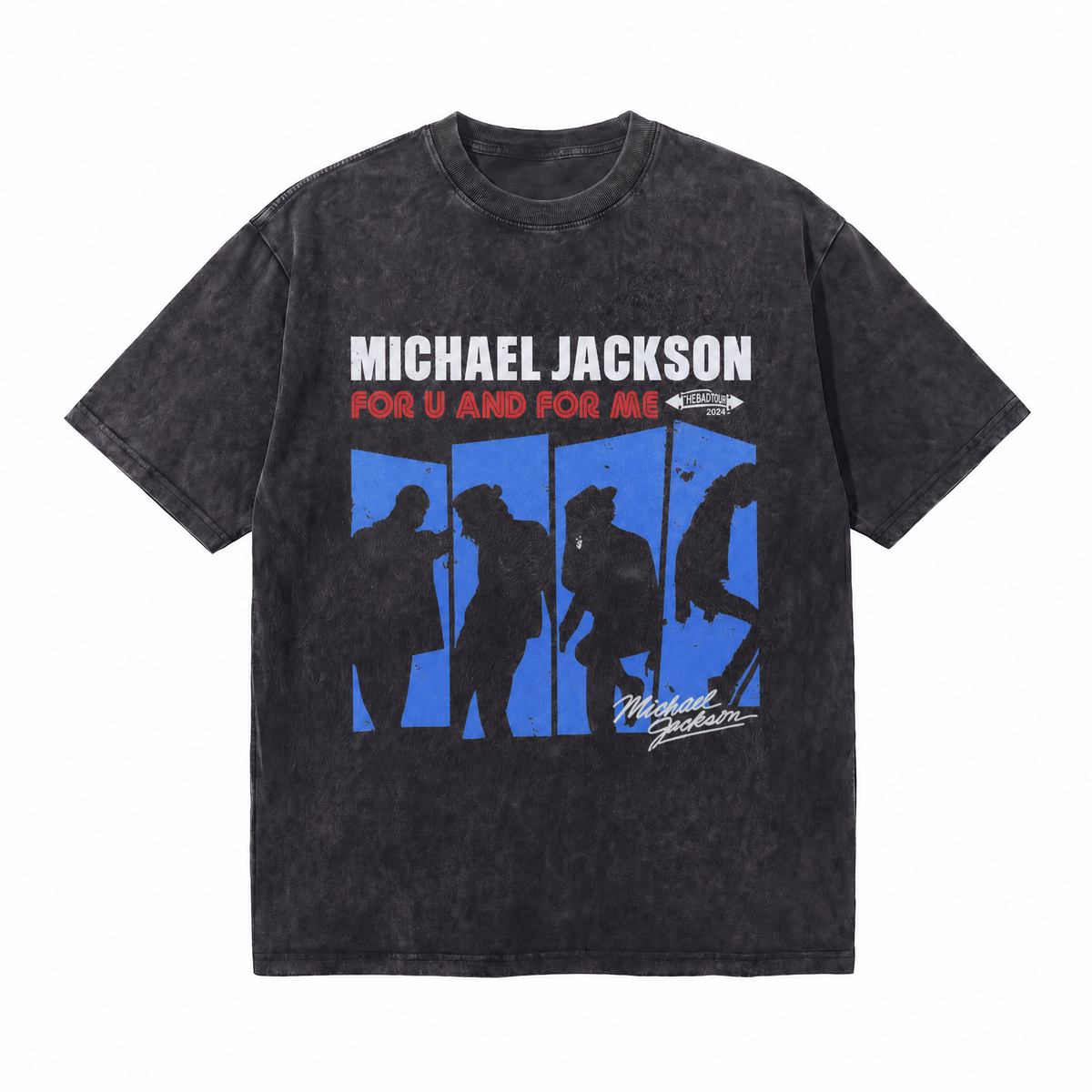 LAWLESSROW Michael Jackson Blue Panel Silhouette Vintage Tee