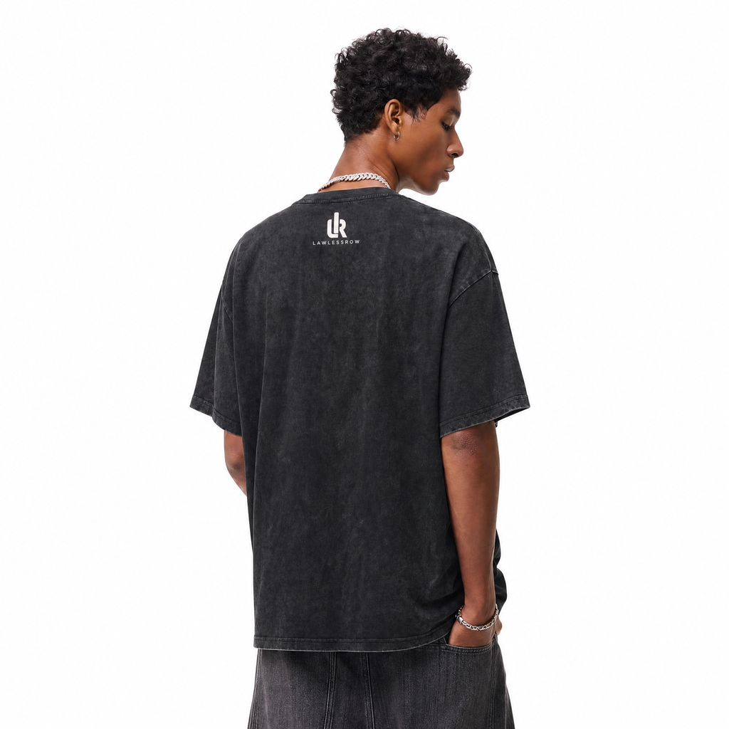USA Road Trip Hiking Gear Washed Black Oversized T-Shirt | Outdoor Adventure Checklist Tee