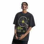 Lock In Drop Shots Pickleball Washed Black Oversized T-Shirt | Tactical Court Tee